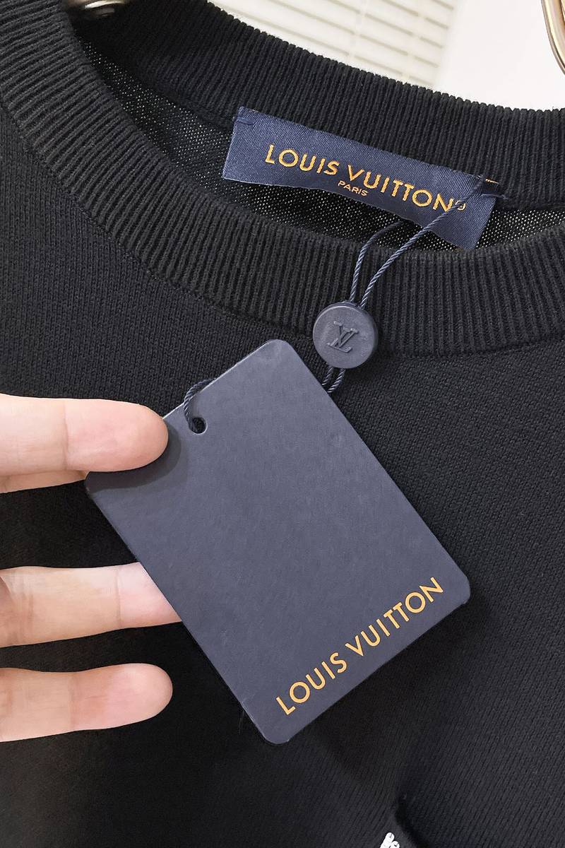 LV Embellished Short-Sleeved Cotton Crewneck