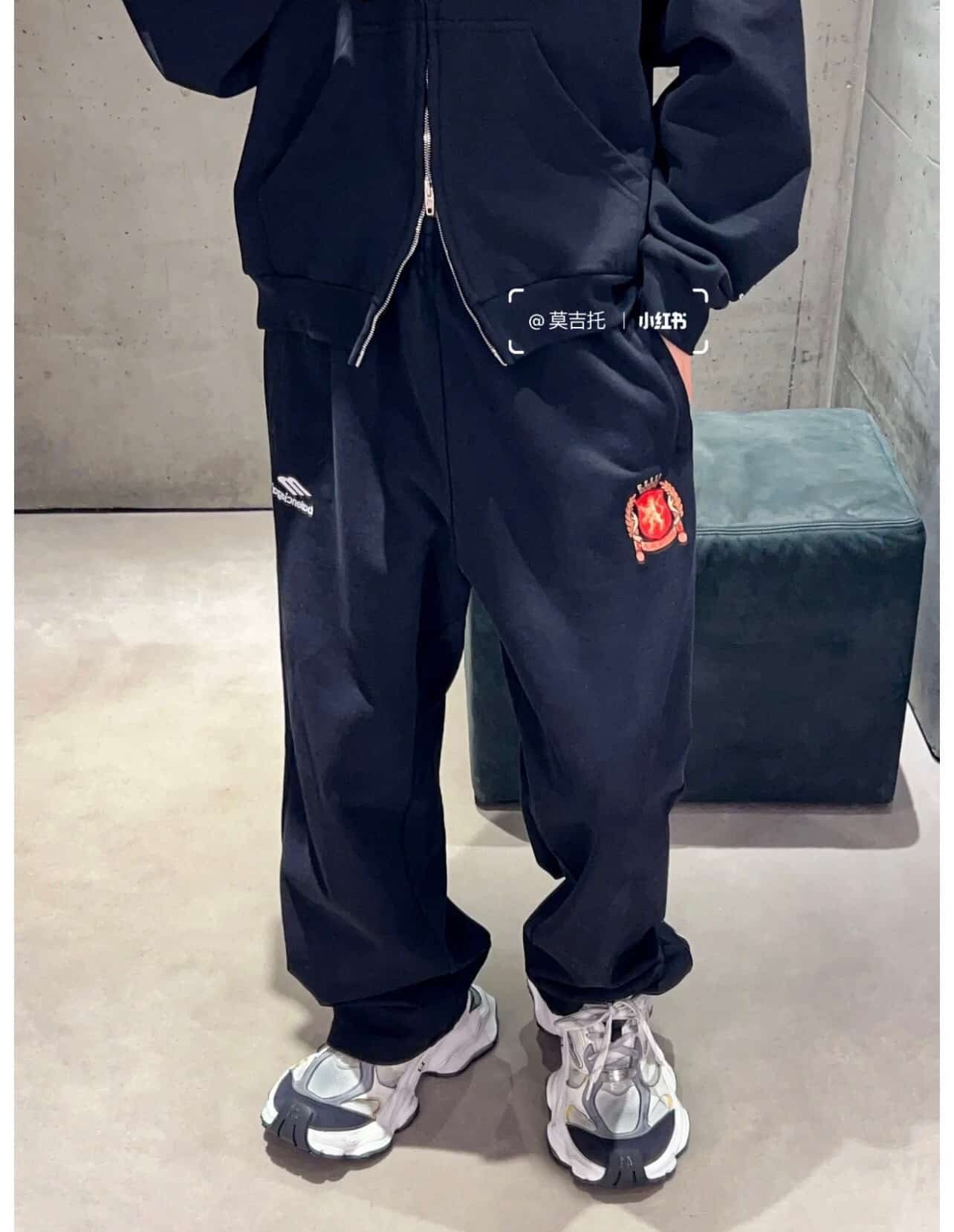 Balenciaga Soccer Baggy Sweatpants in black and white medium fleece