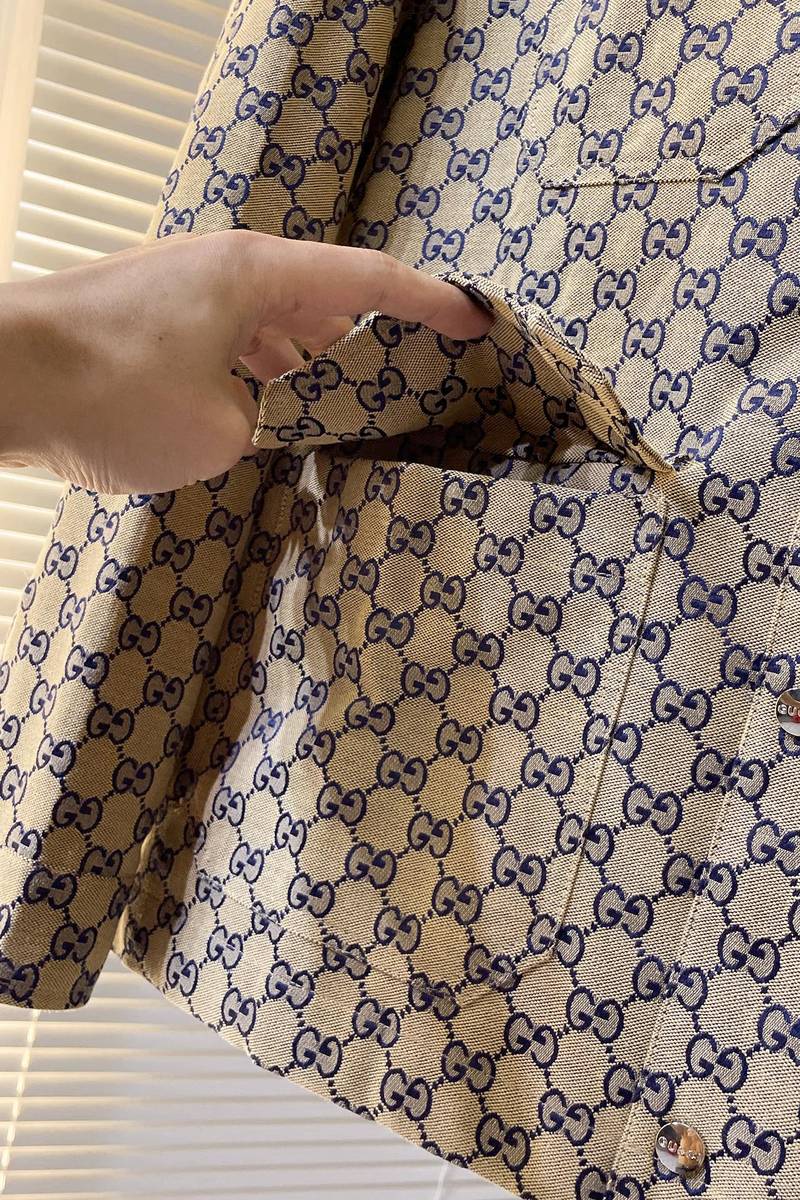 Gucci gg linen blend canvas jacket