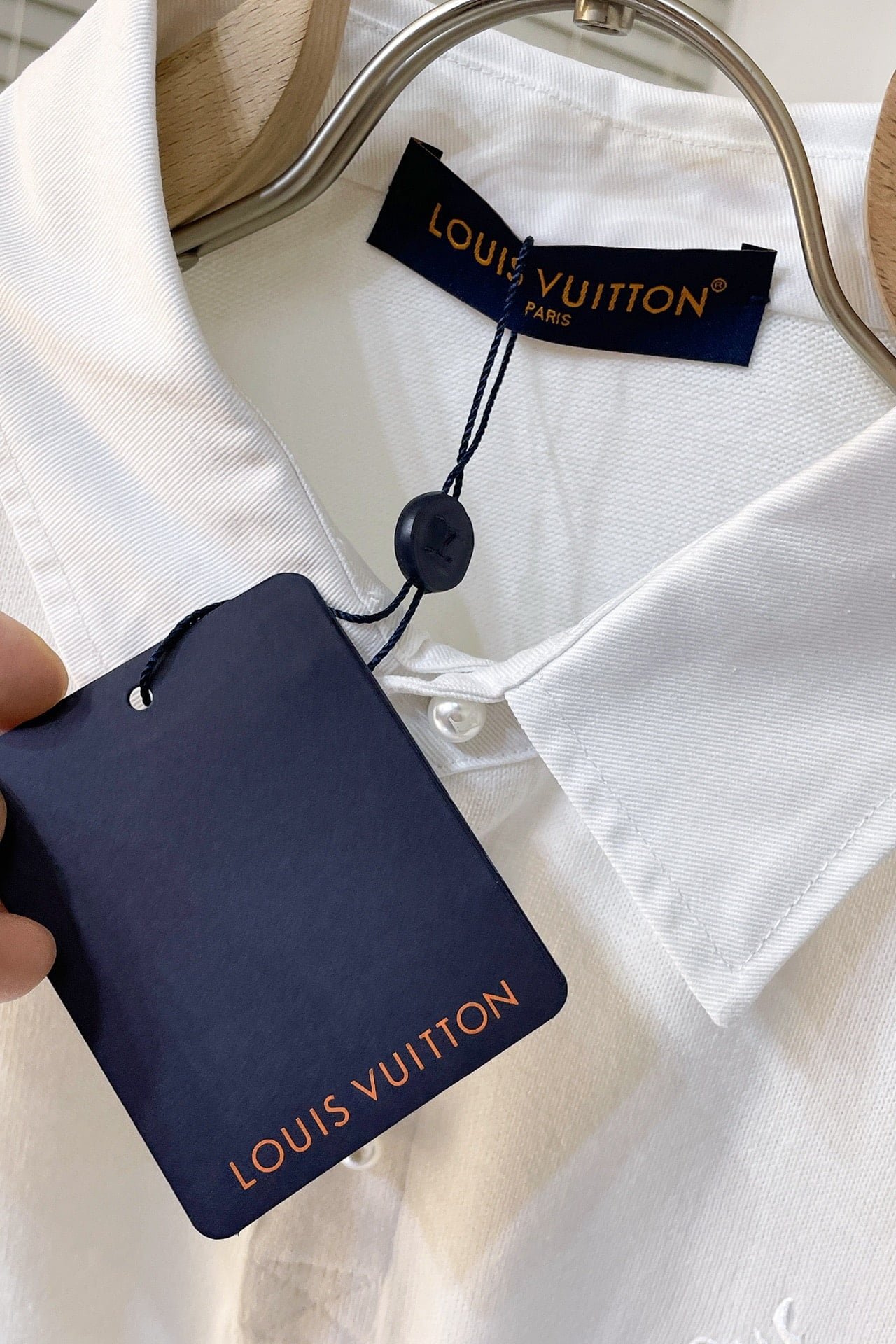 LV Embroidered Short-Sleeved Cotton Blend Polo Shirt