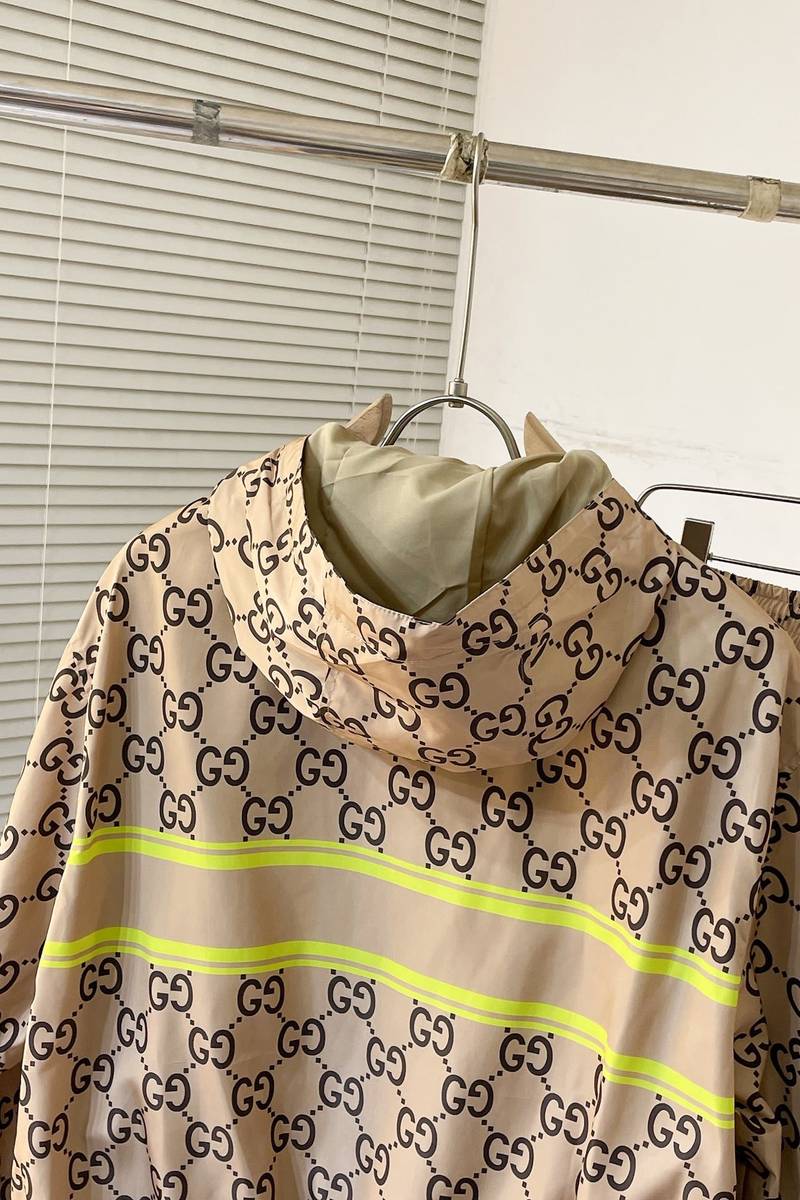Gucci light nylon GG print hooded jacket+shorts