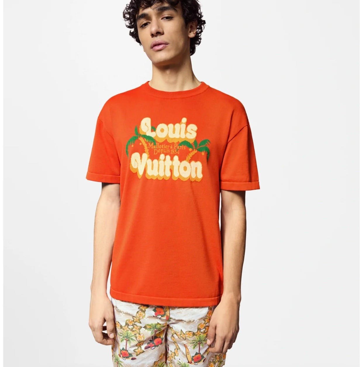LV Short-Sleeved Cotton Crewneck