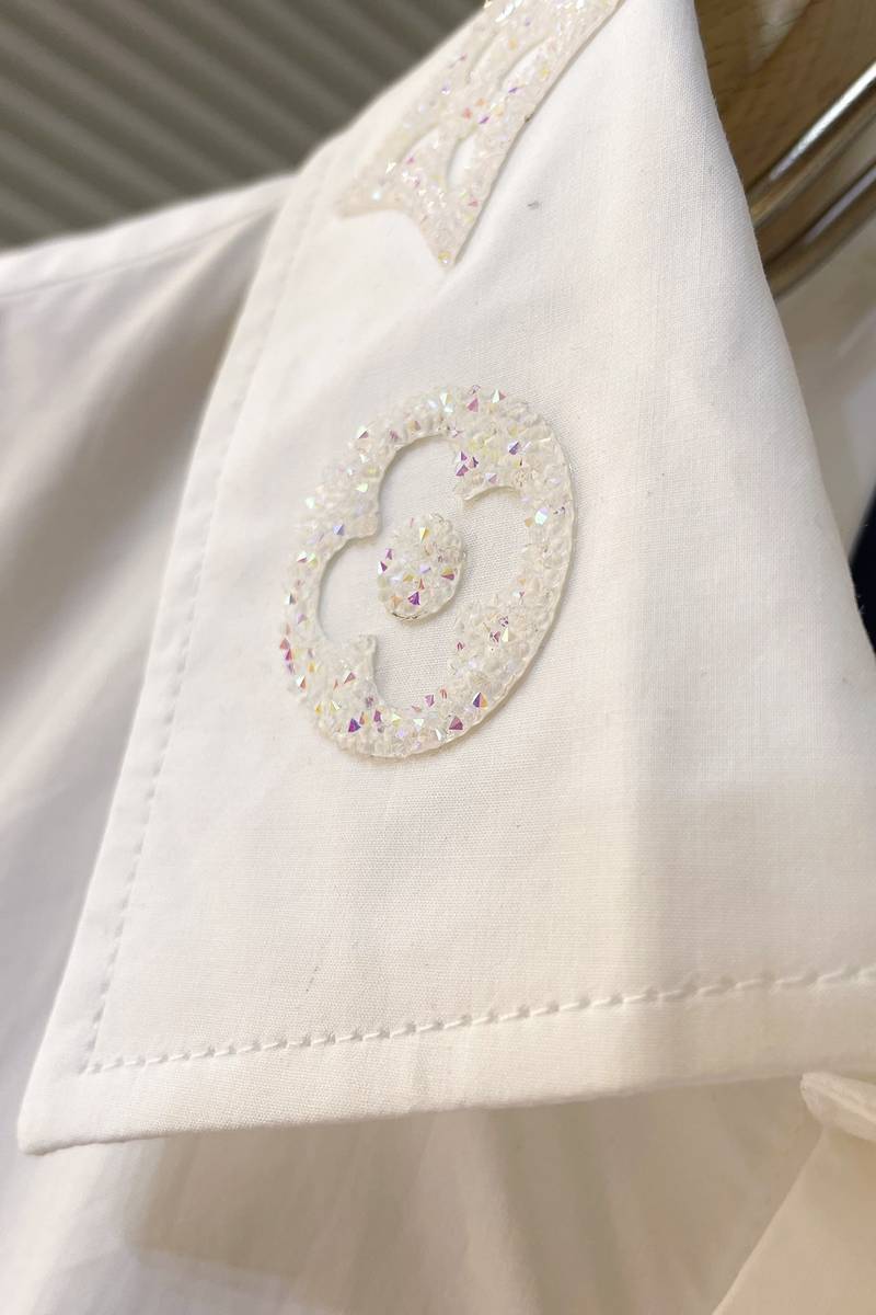 LV Embroidered Long-Sleeved Cotton Blend Shirt