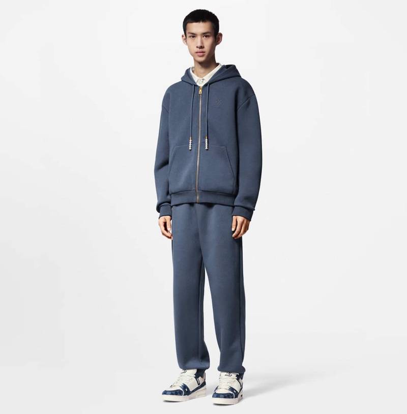 LV Embroidered Jersey Zip-Through Hoodie+TEmbroidered Jersey Jogpants