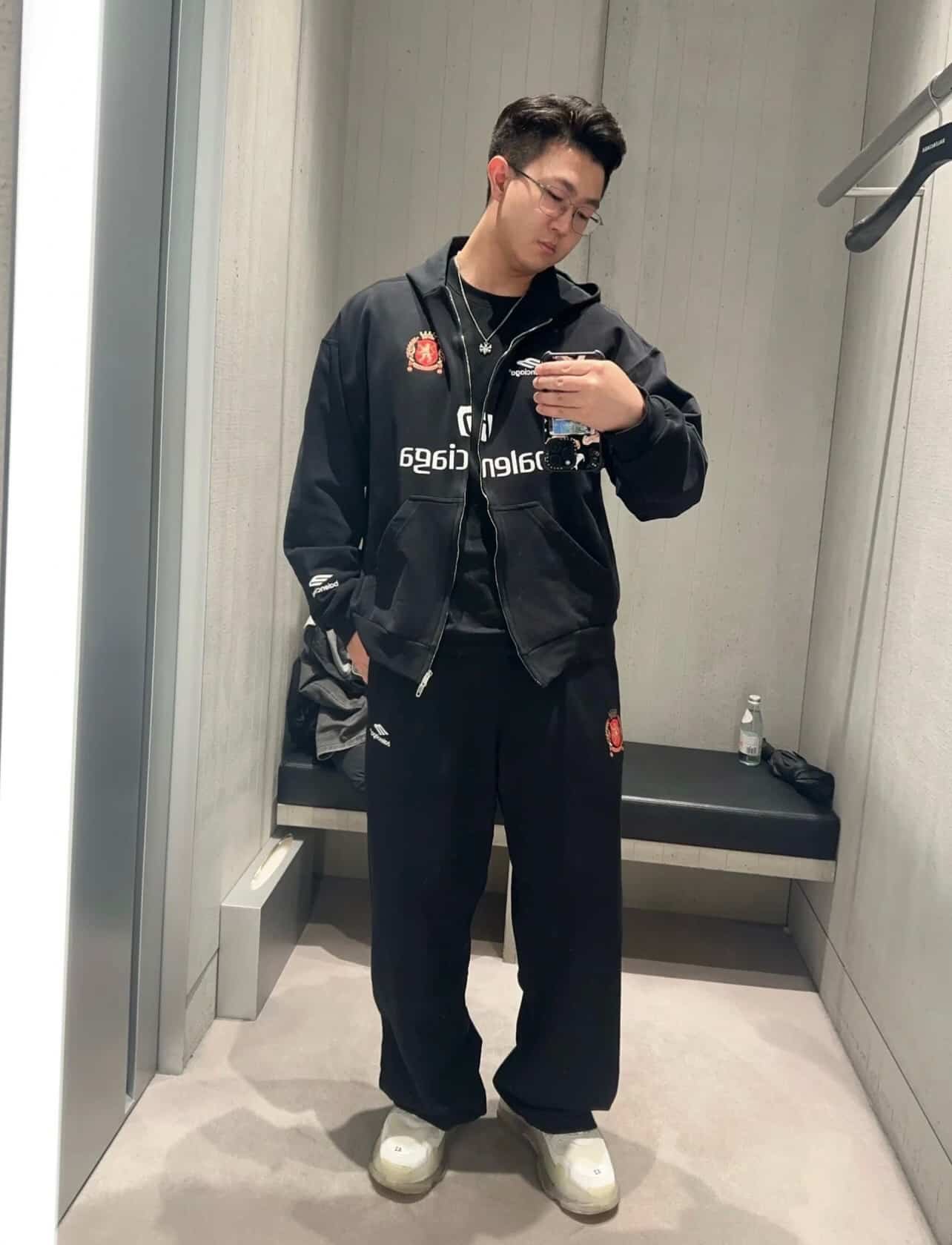 Balenciaga Soccer Baggy Sweatpants in black and white medium fleece