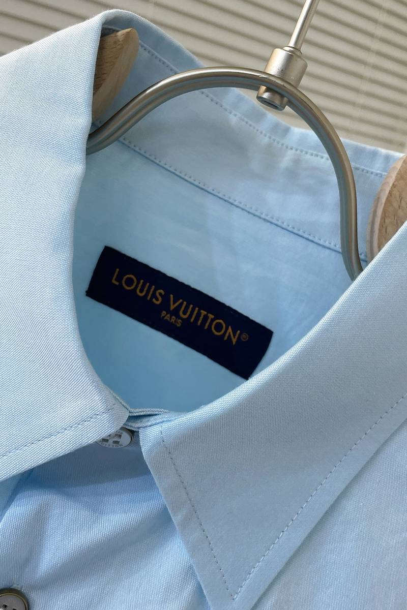 LV Embroidered Short-Sleeved Cotton Shirt