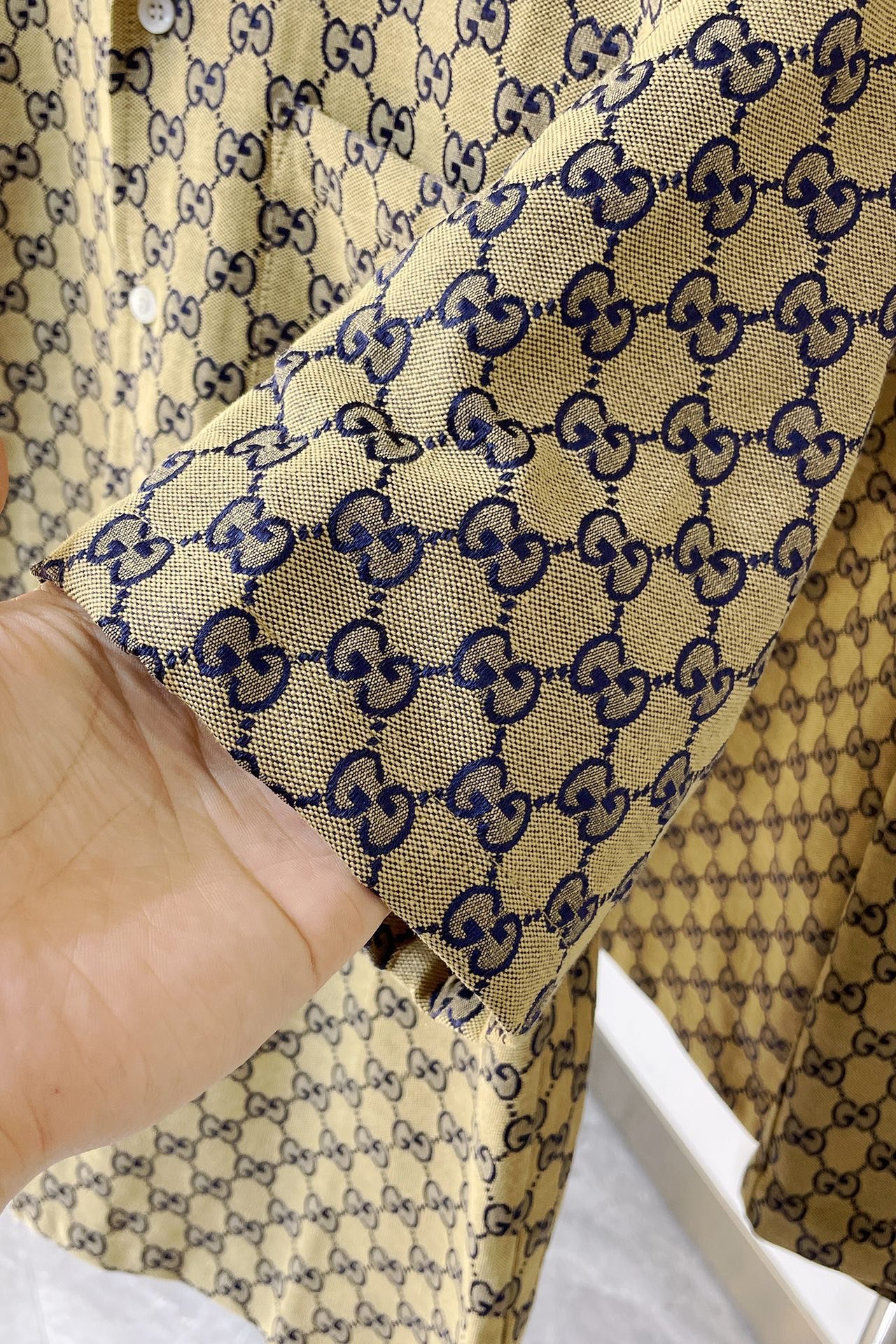 Gucci gg linen blend canvas shirt+gg supreme linen shorts