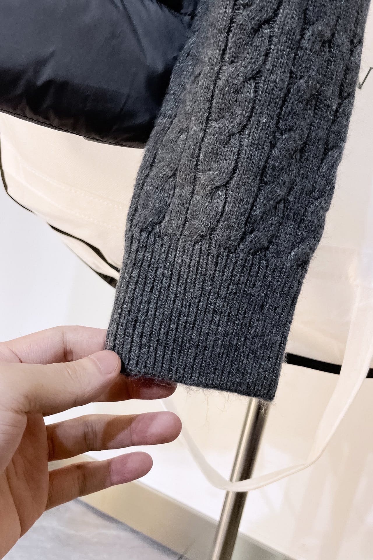Padded Wool Zip-Up Cardigan