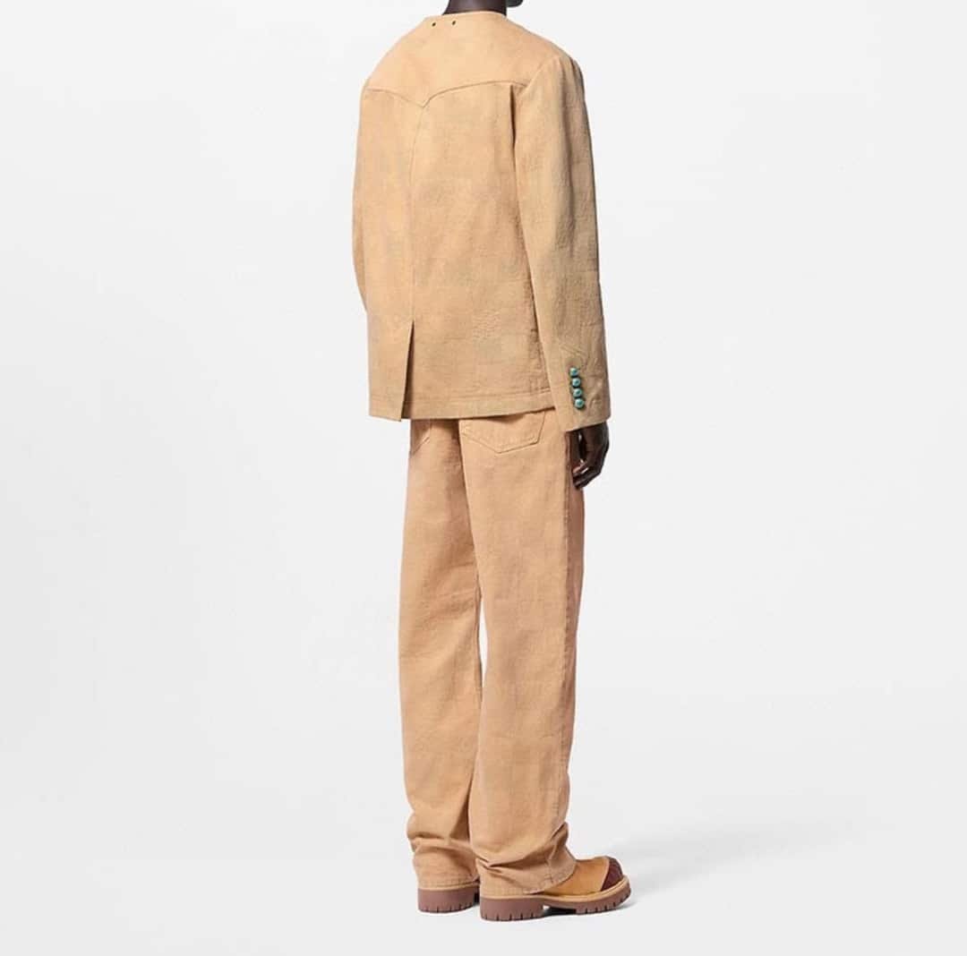 Damier Collarless Workwear Cotton Jacket+Pants