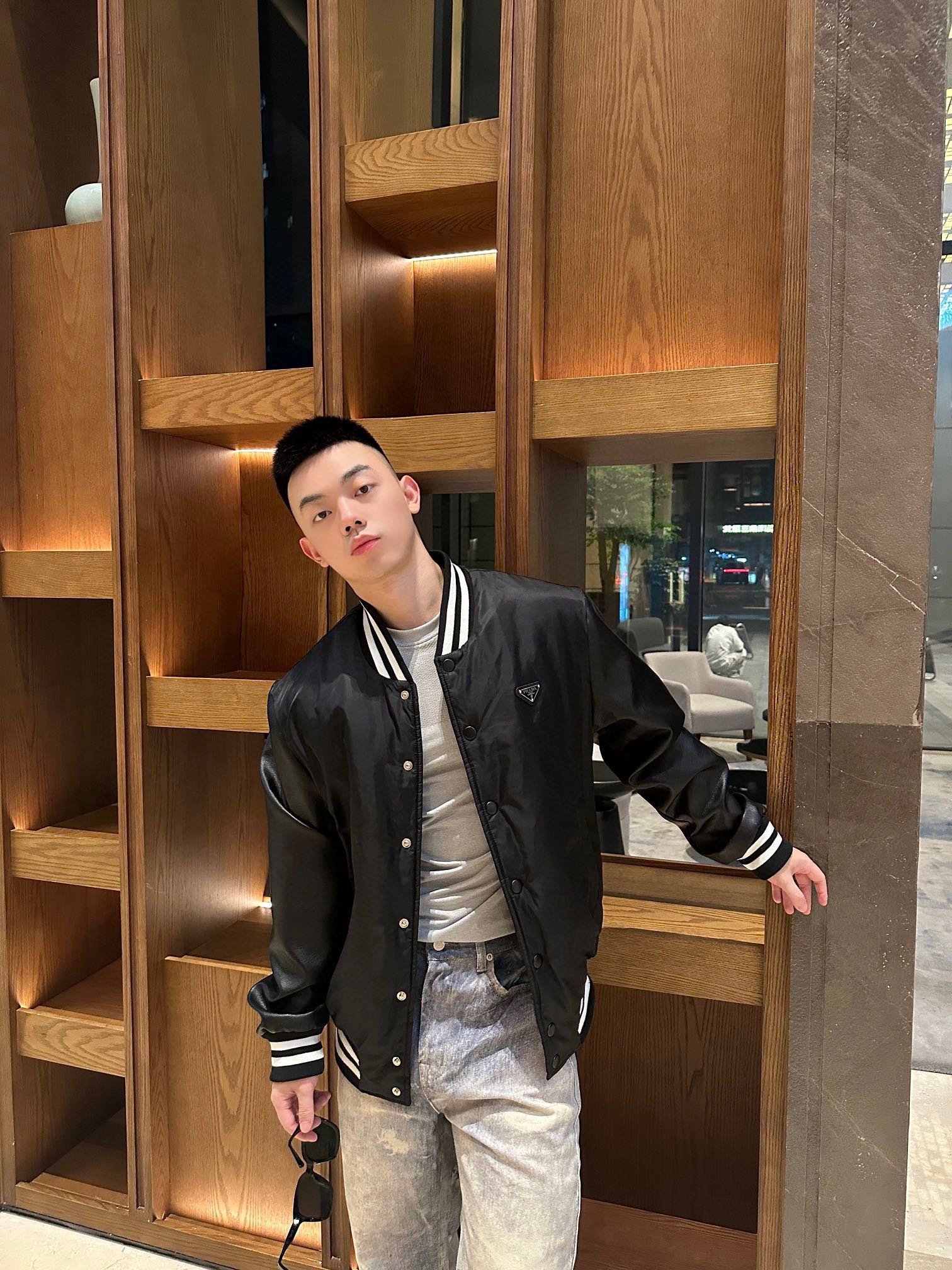 Oversized Re-Nylon bomber jacket