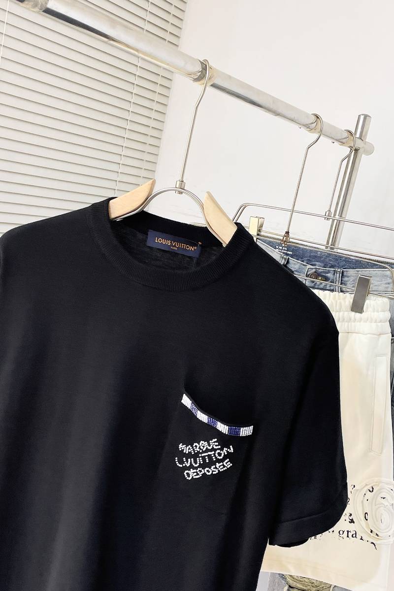 LV Embellished Short-Sleeved Cotton Crewneck