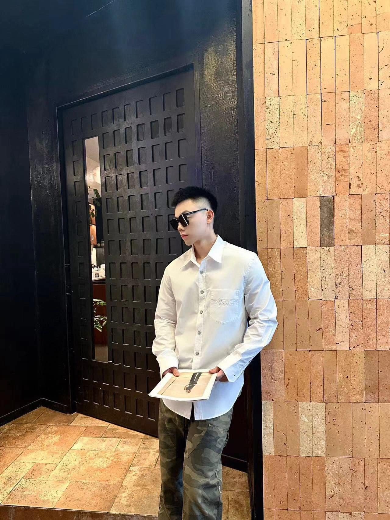 LV Embroidered Long-Sleeved Cotton Shirt