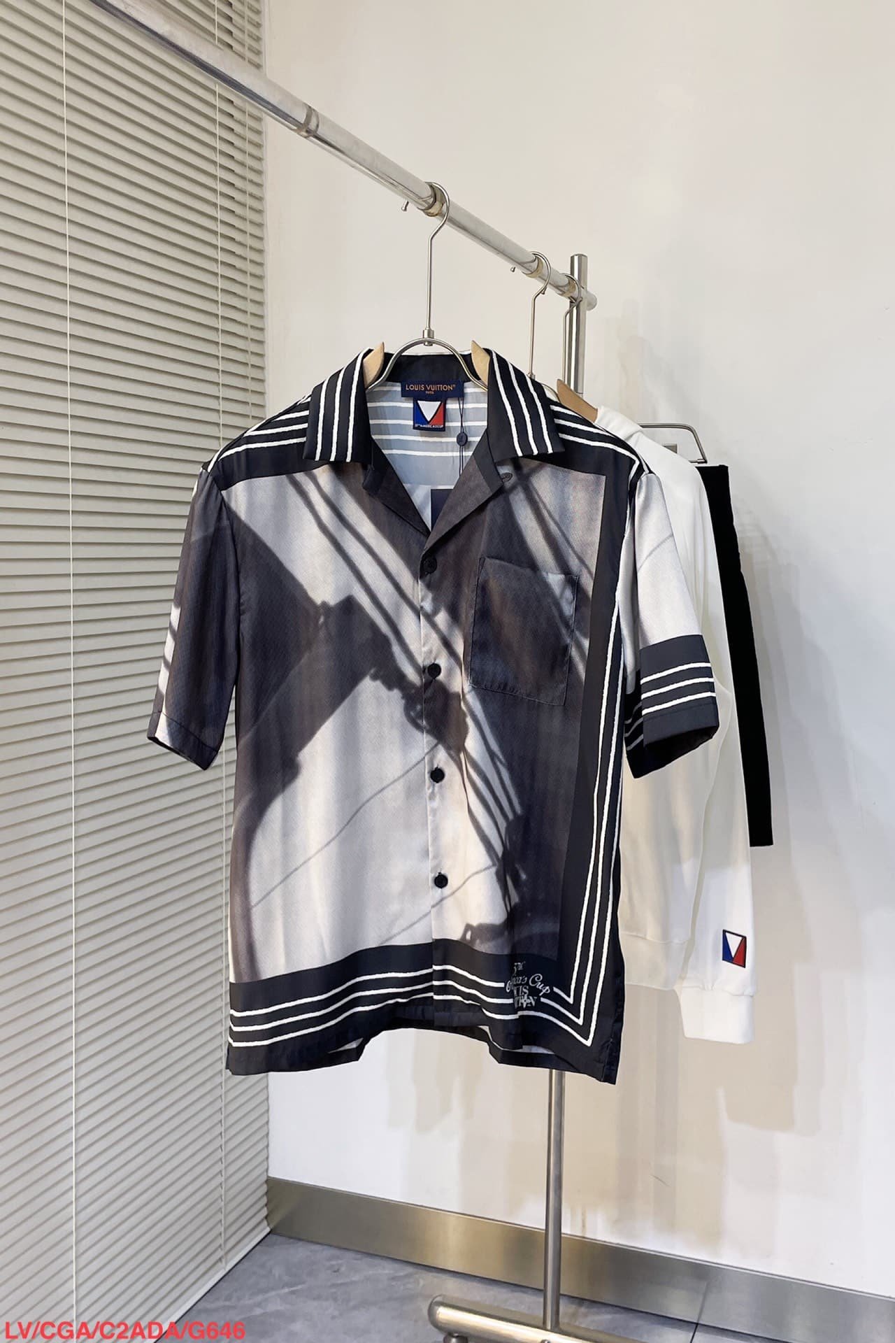 LV Printed Short-Sleeved Silk Shirt