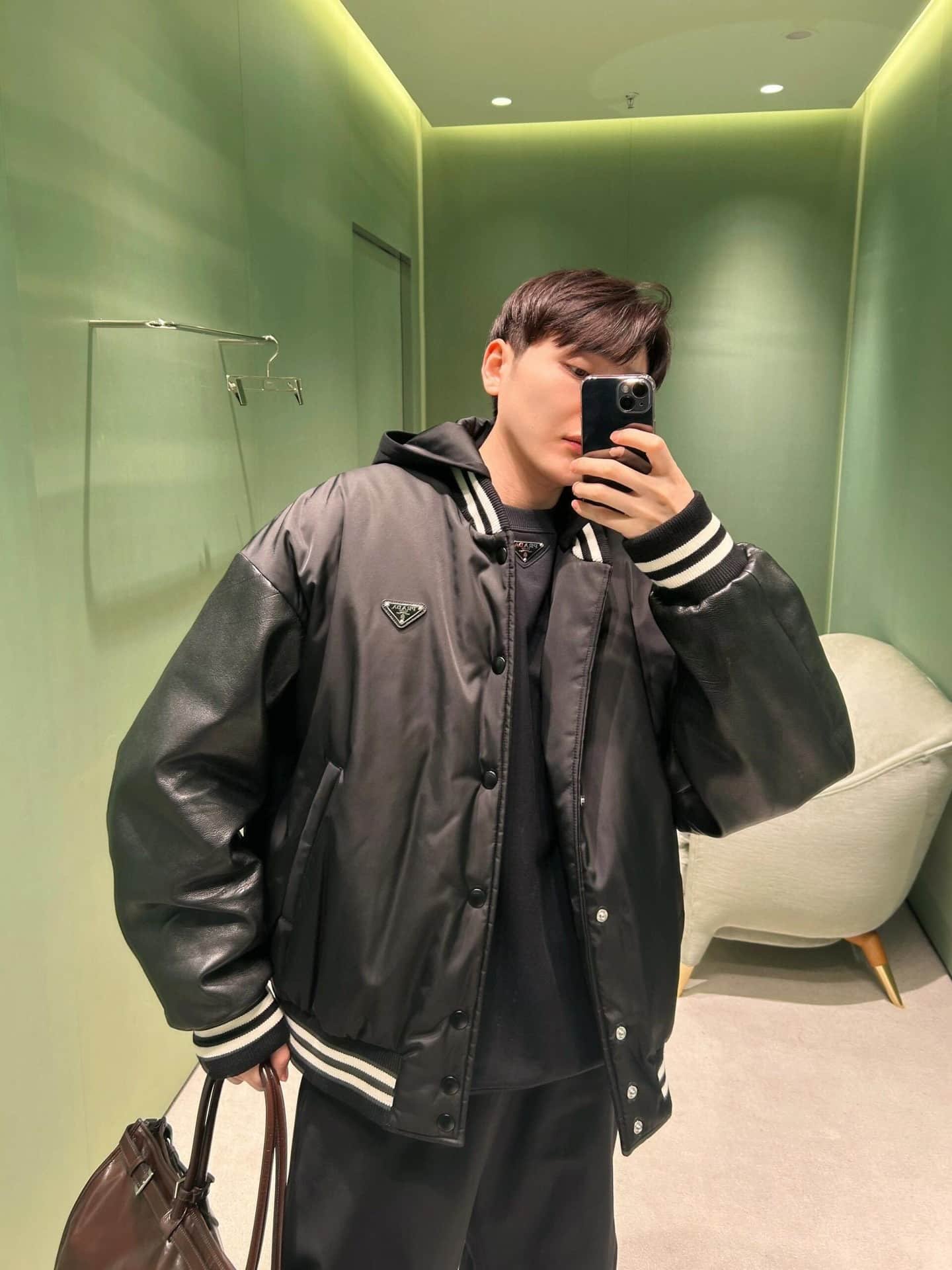 Oversized Re-Nylon bomber jacket