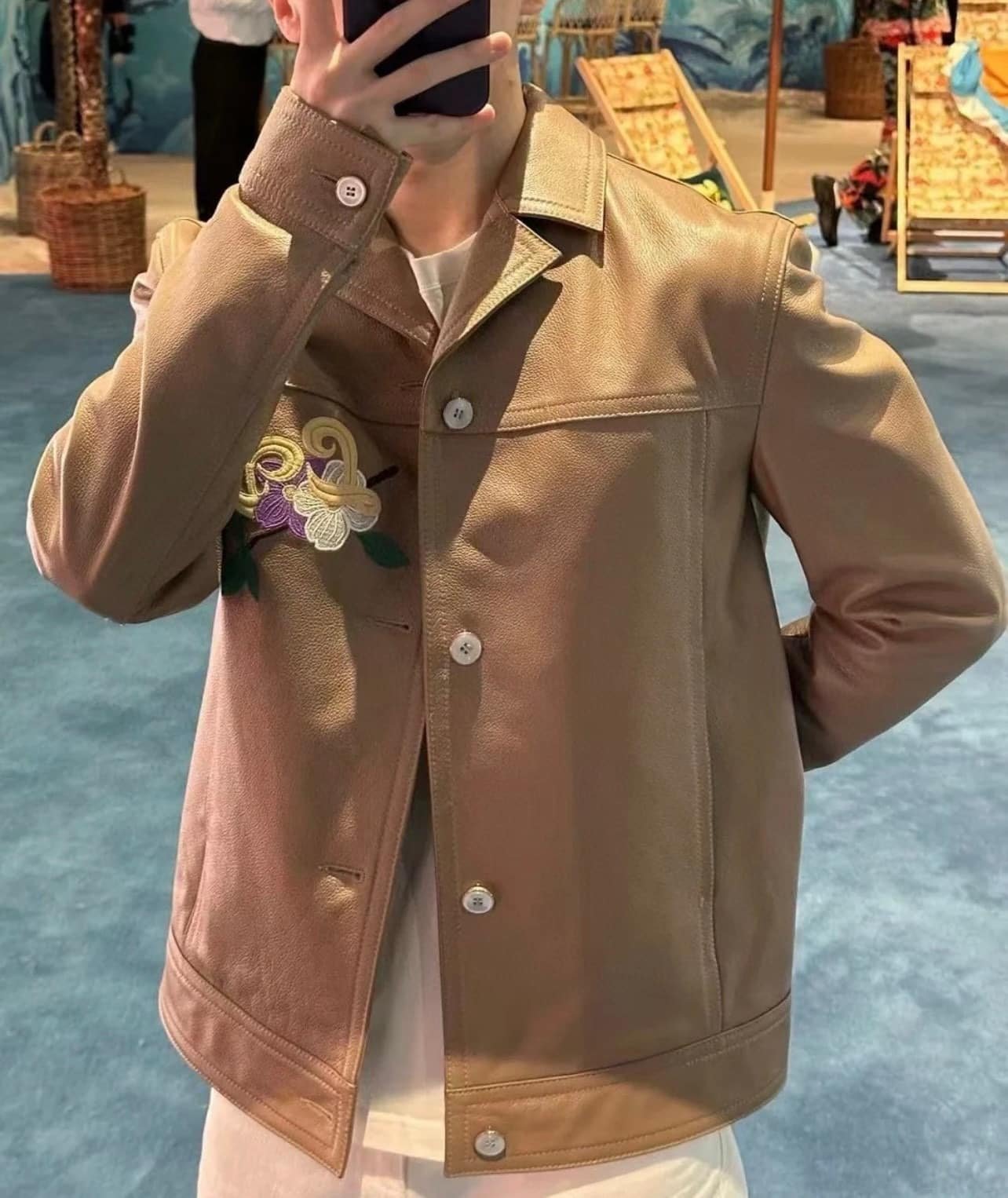 LV Embroidered Leather Blouson