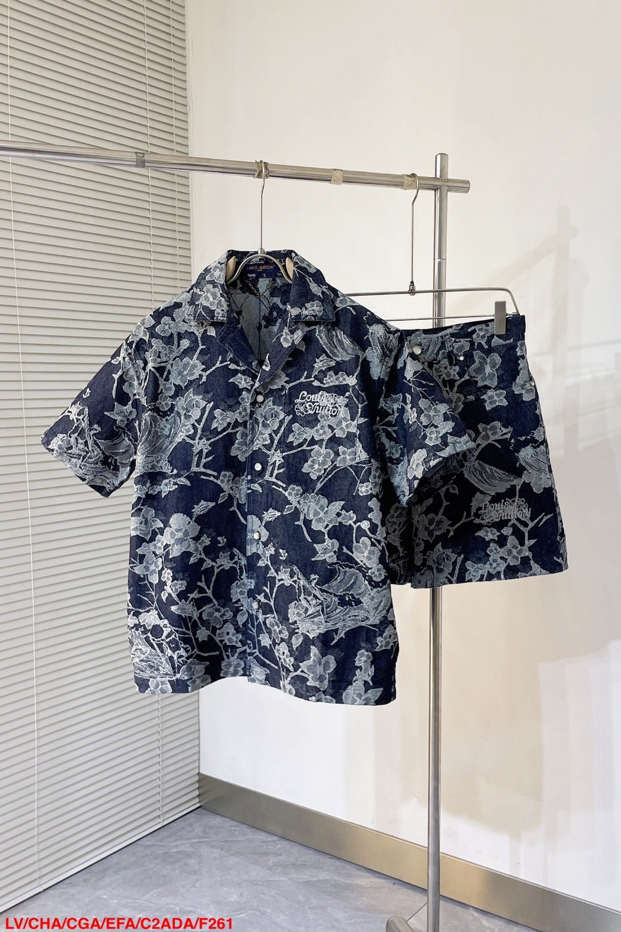 LV Short-Sleeved Denim Shirt+Denim Shorts