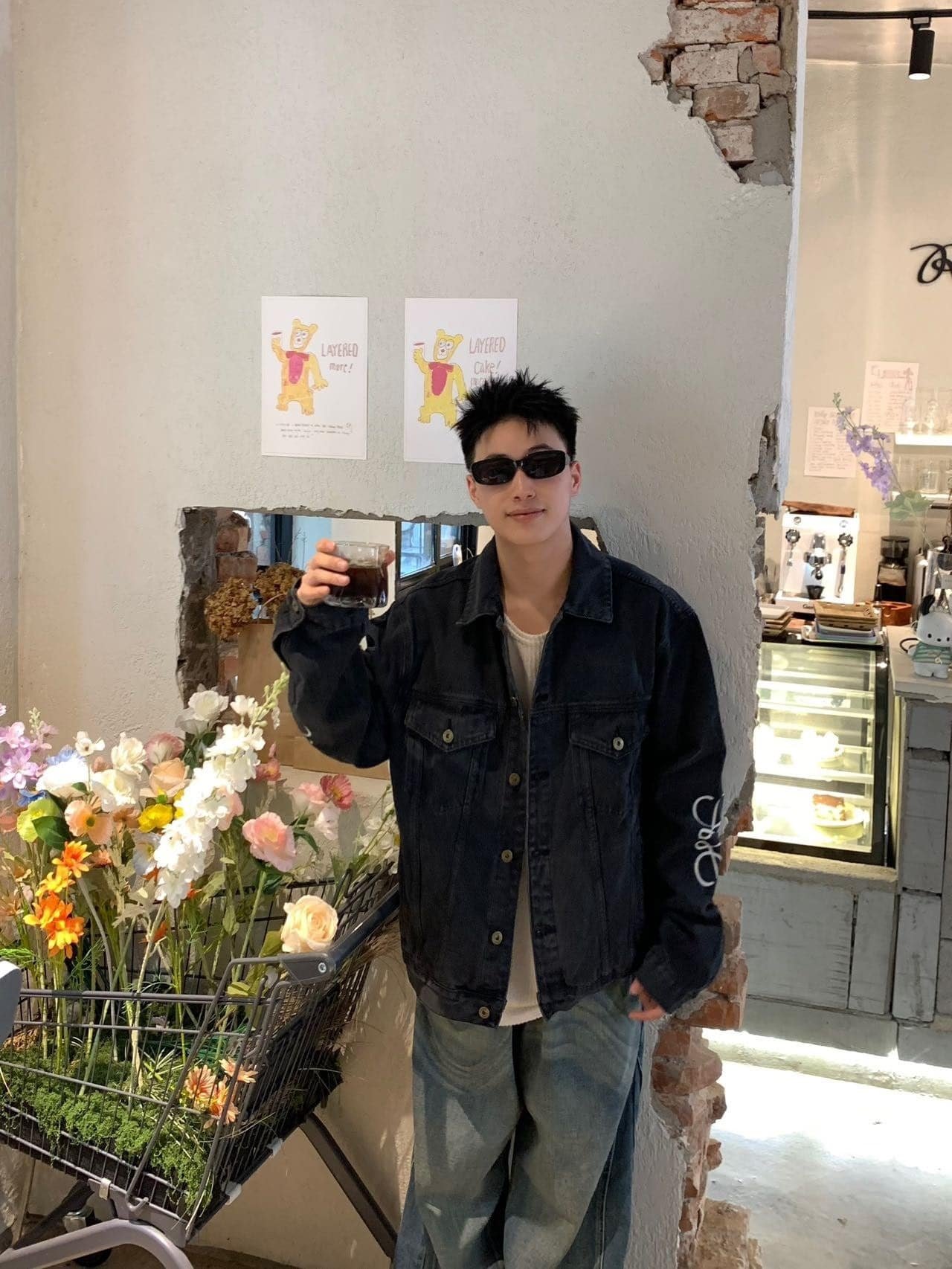Loewe Anagram jacket in denim+Anagram baggy jeans in denim