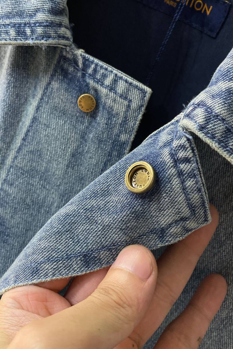 LV Short-Sleeved Denim Workwear Shirt+shorts