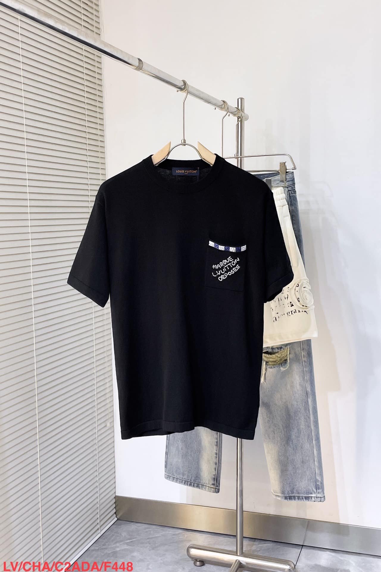 LV Embellished Short-Sleeved Cotton Crewneck