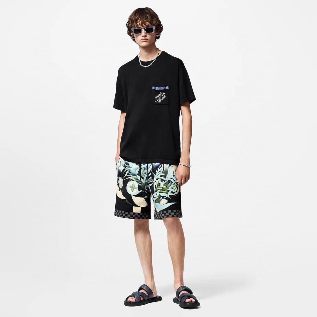 LV Embellished Short-Sleeved Cotton Crewneck