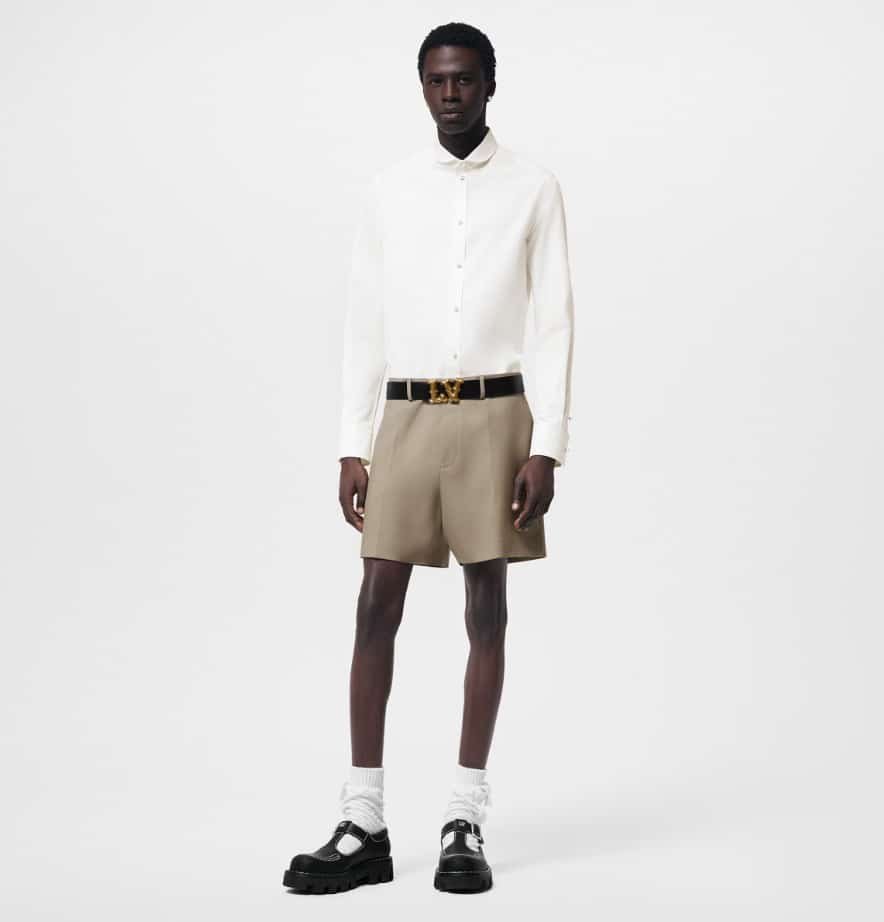 LV Fitted Long-Sleeved Cotton Shirt With Pearl Buttons