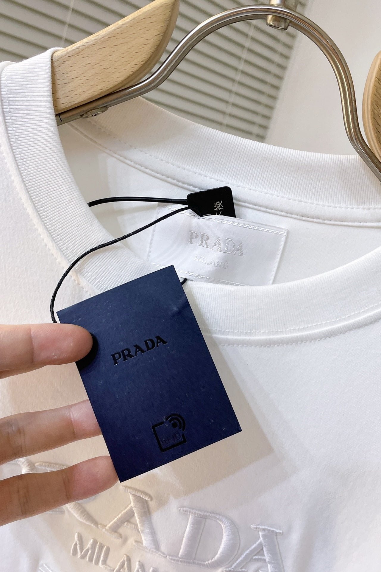 Prada Embroidered Long Sleeve T-Shirt