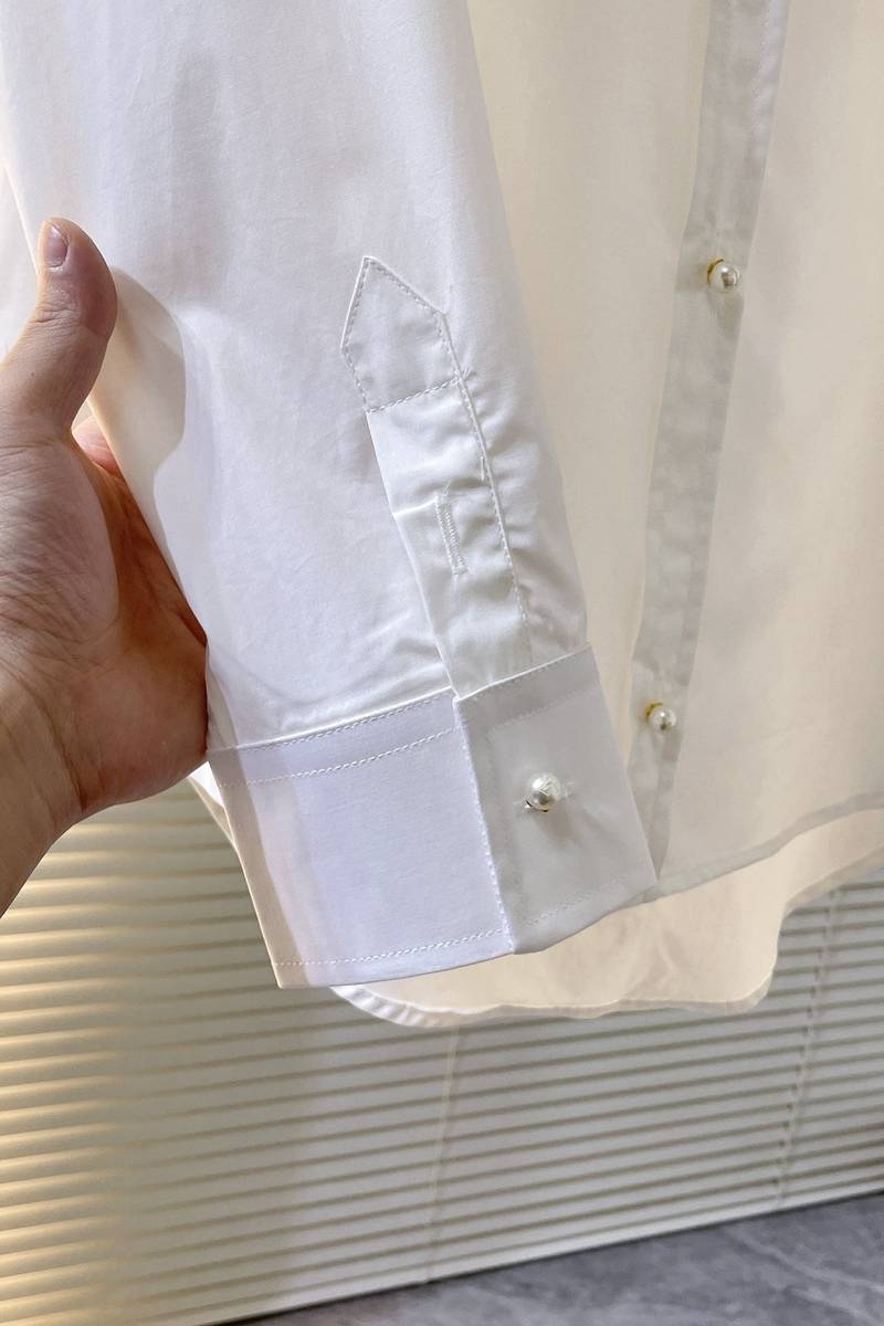 LV Fitted Long-Sleeved Cotton Shirt With Pearl Buttons