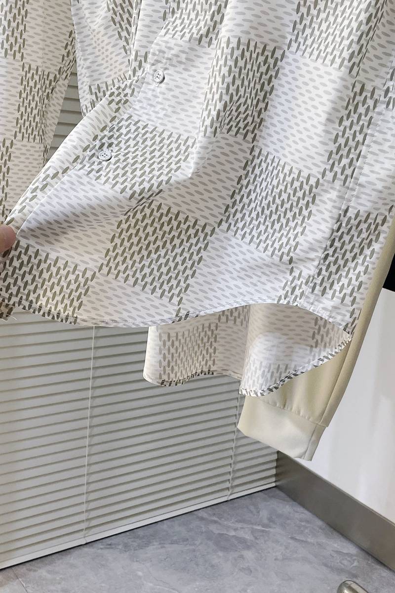 LV Damier Long-Sleeved Classic Cotton Shirt