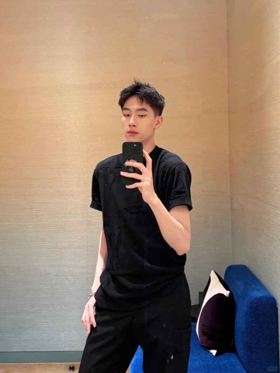 Monogram Short-Sleeved Cotton Crewneck