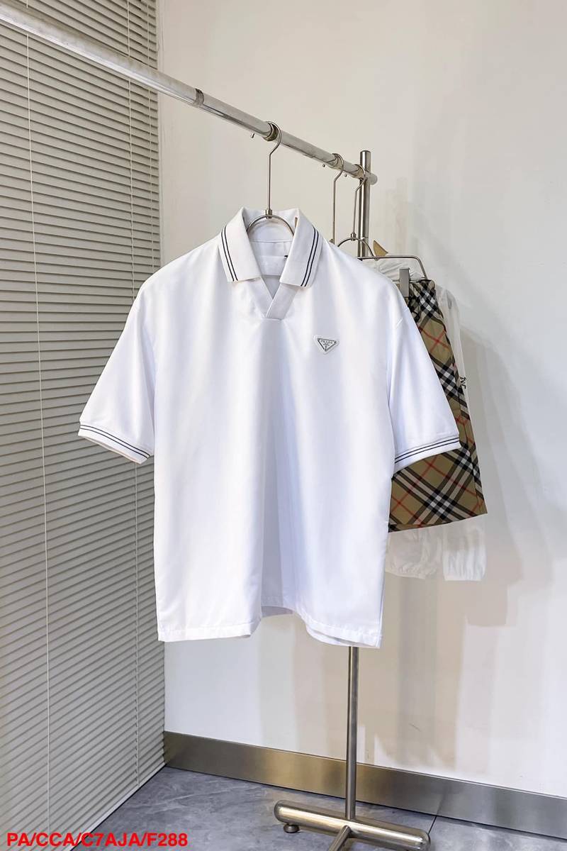 Prada Piqué polo shirt with Re-Nylon detail