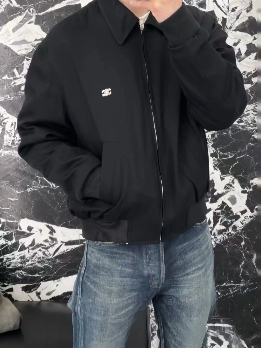 Celine triomphe blouson jacket in rayon twill