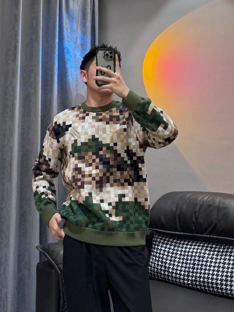 Damier Cotton Jacquard Pullover