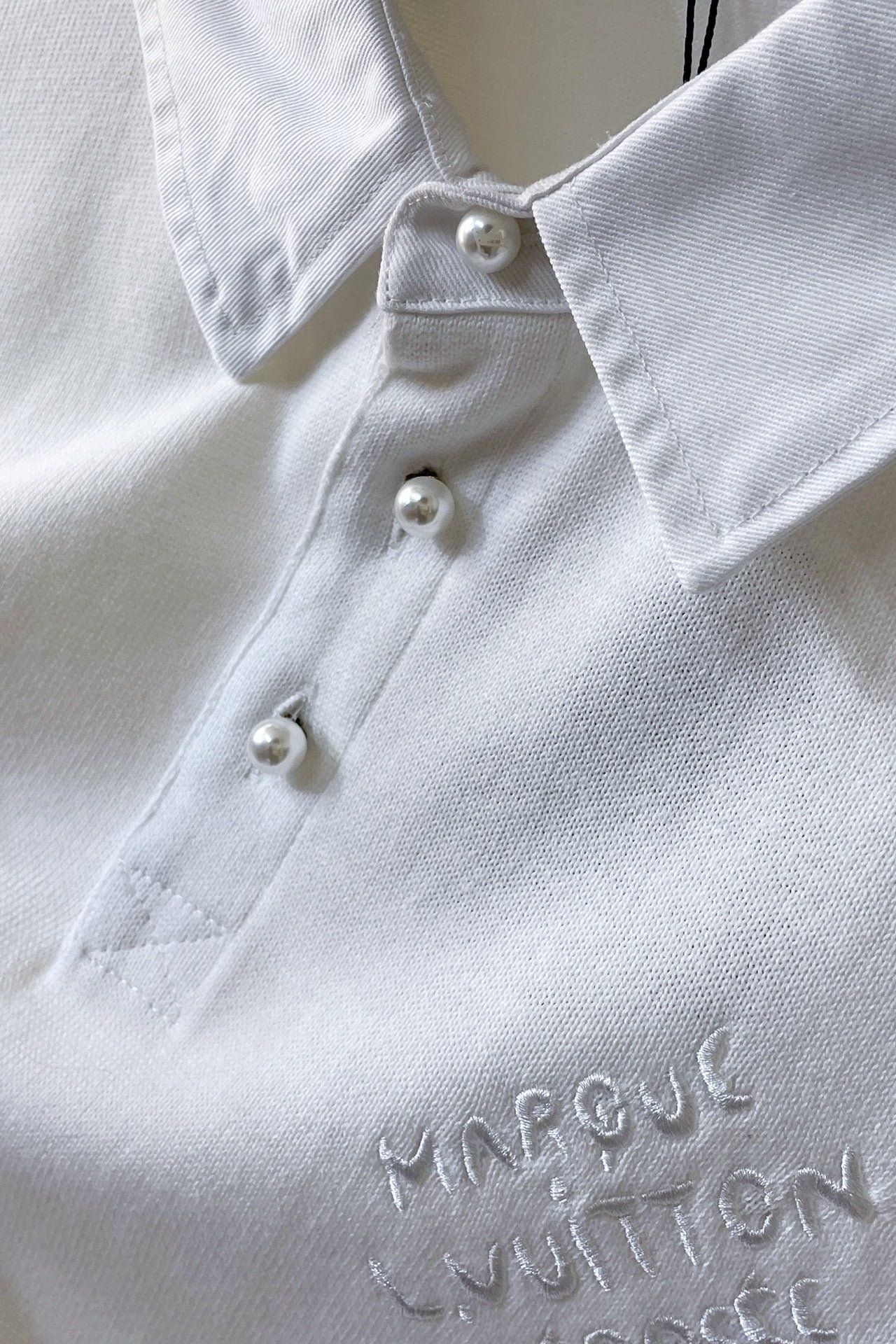 LV Embroidered Short-Sleeved Cotton Blend Polo Shirt