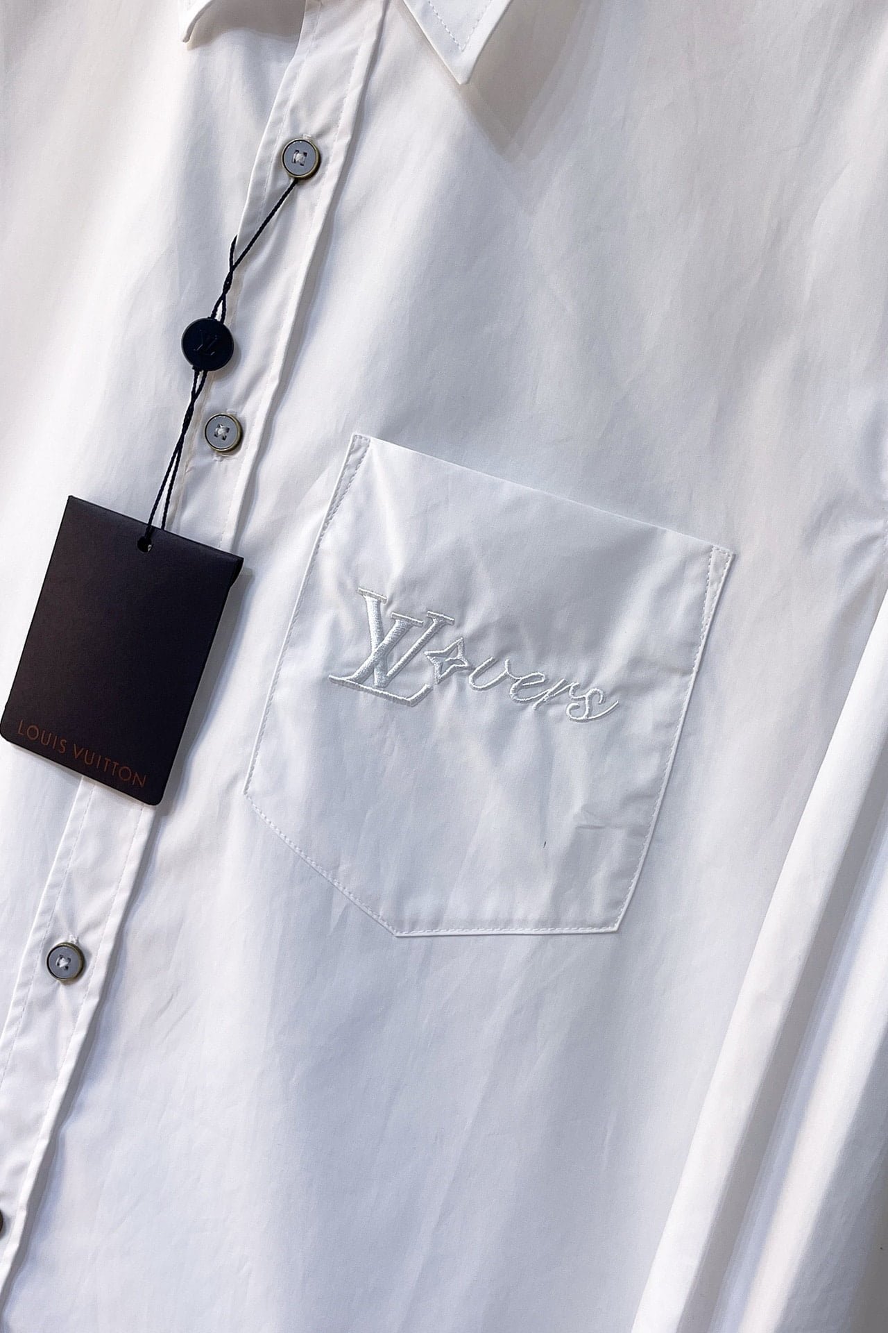 LV Embroidered Long-Sleeved Cotton Shirt
