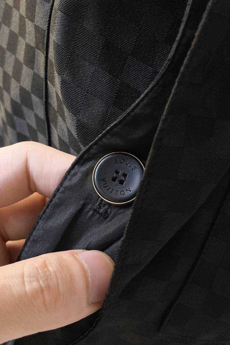 Damier Open Collar Wool Overshirt