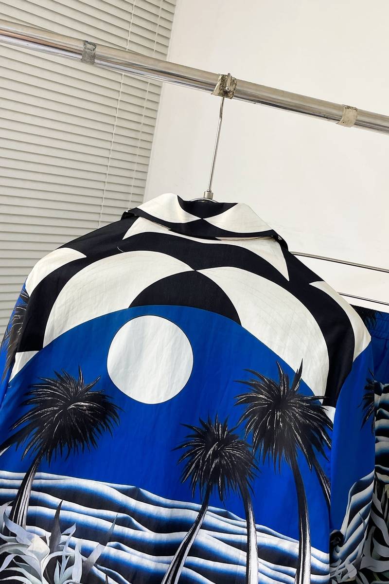 LV Printed Short-Sleeved Cotton Shirt+Technical Cotton Jersey Shorts