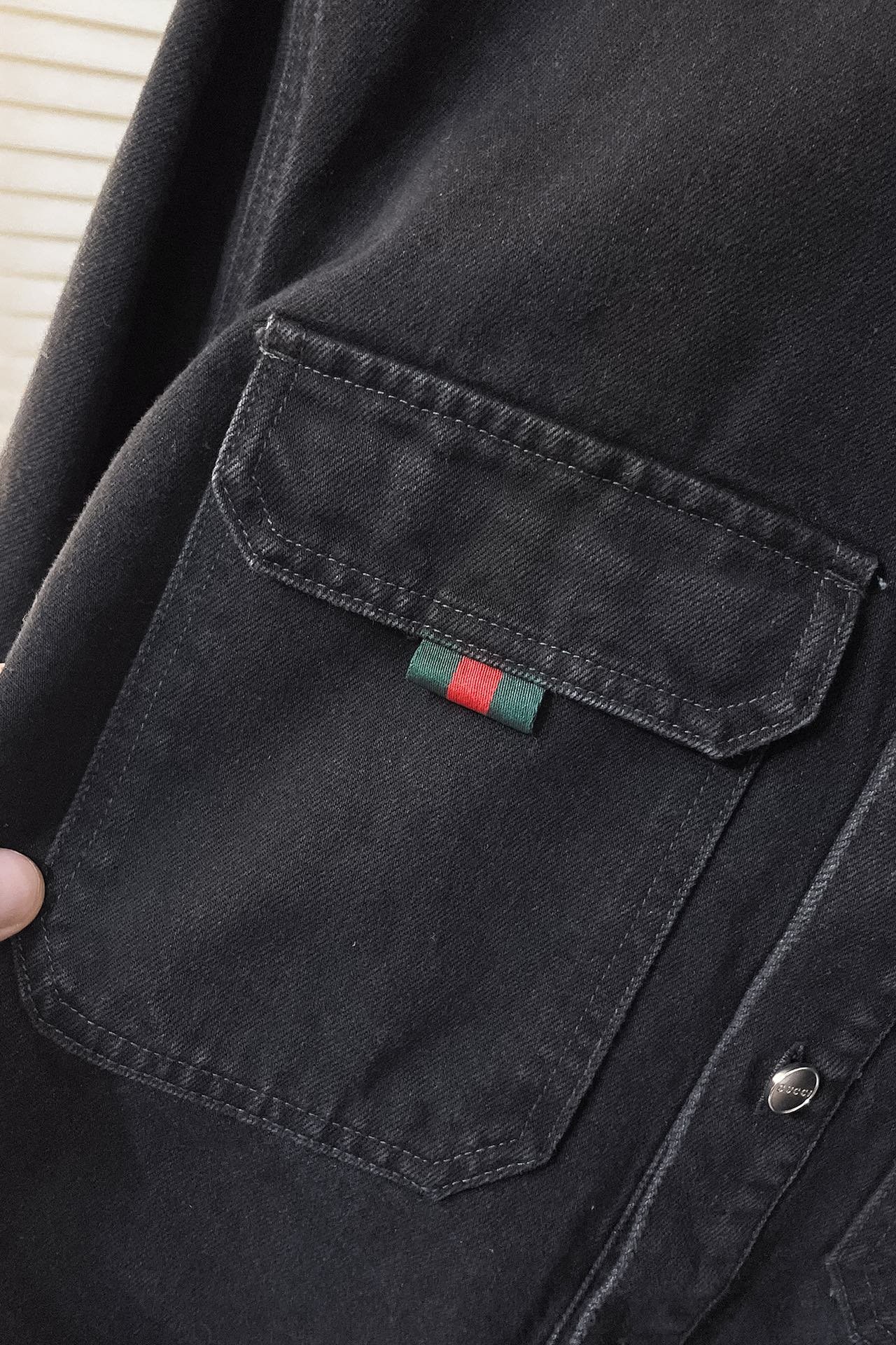 Denim shirt with Gucci embroidery