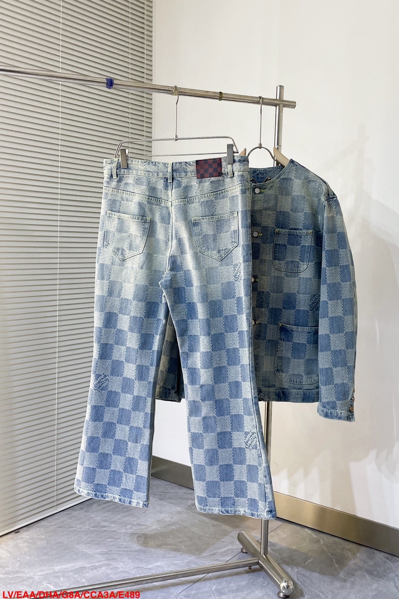 LV Damier Denim Chic Jacket+Damier Bootcut Denim Pants