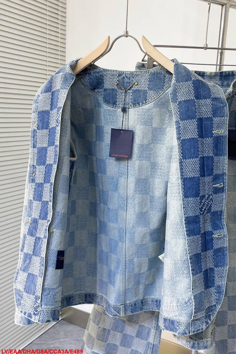 LV Damier Denim Chic Jacket+Damier Bootcut Denim Pants