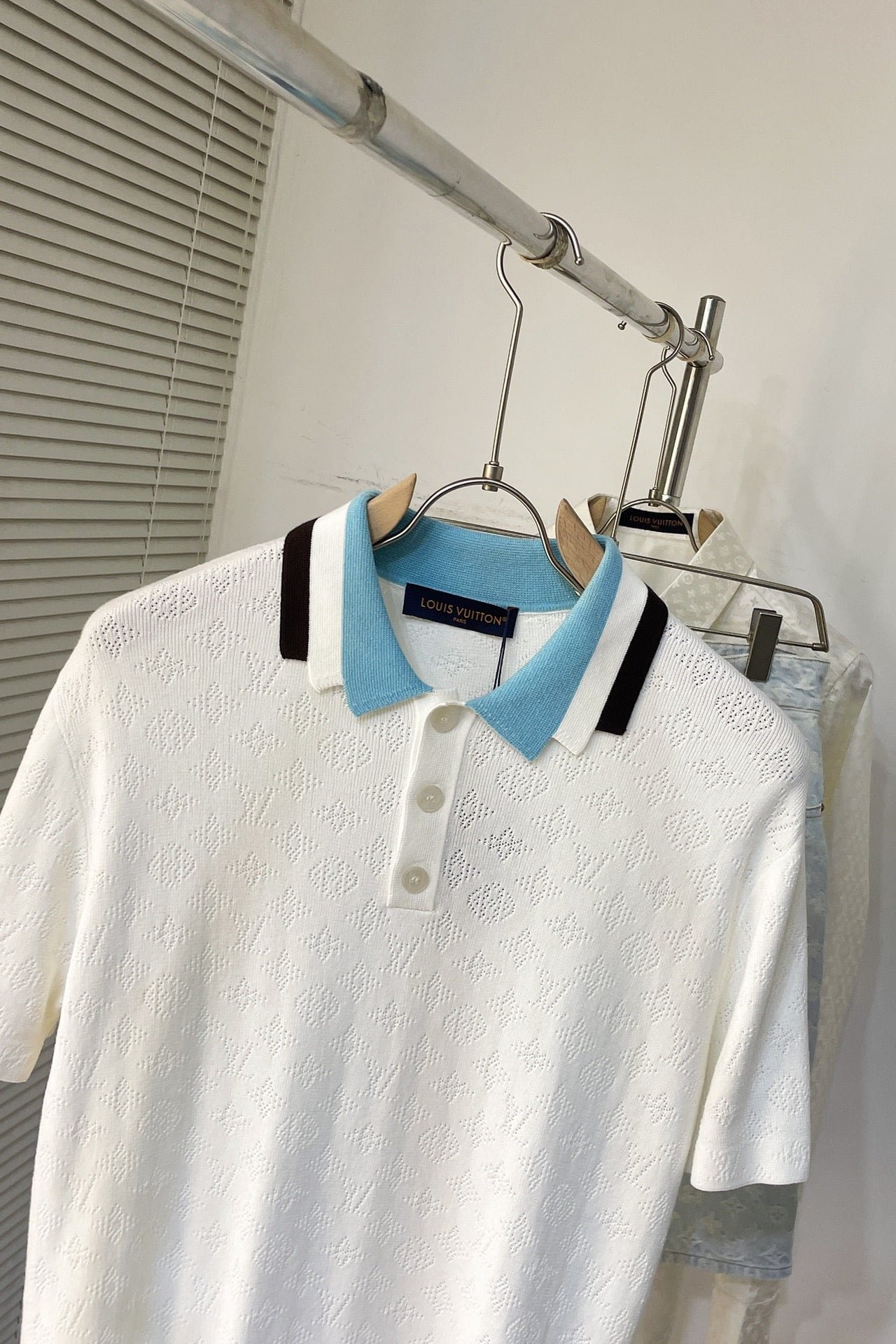 LV Monogram Pointelle Short-Sleeved Cotton Polo