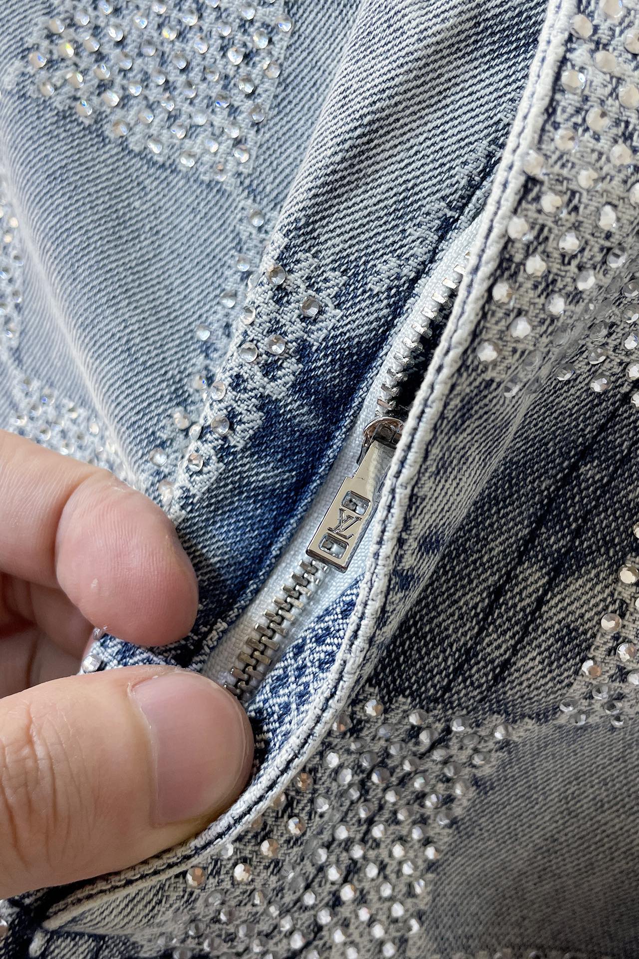 LV crystal denim jacket+pant