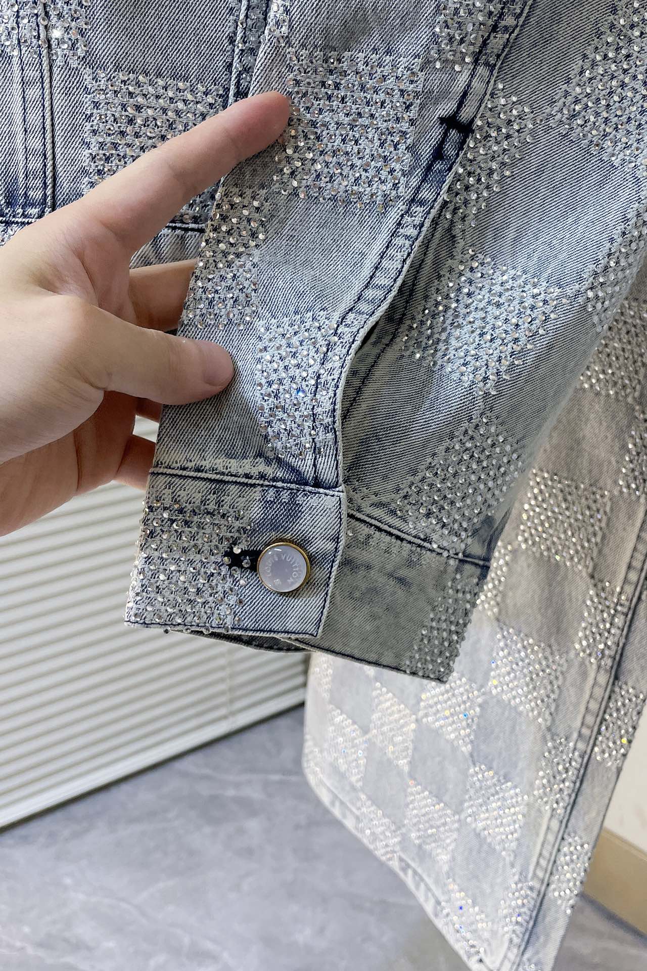 LV crystal denim jacket+pant