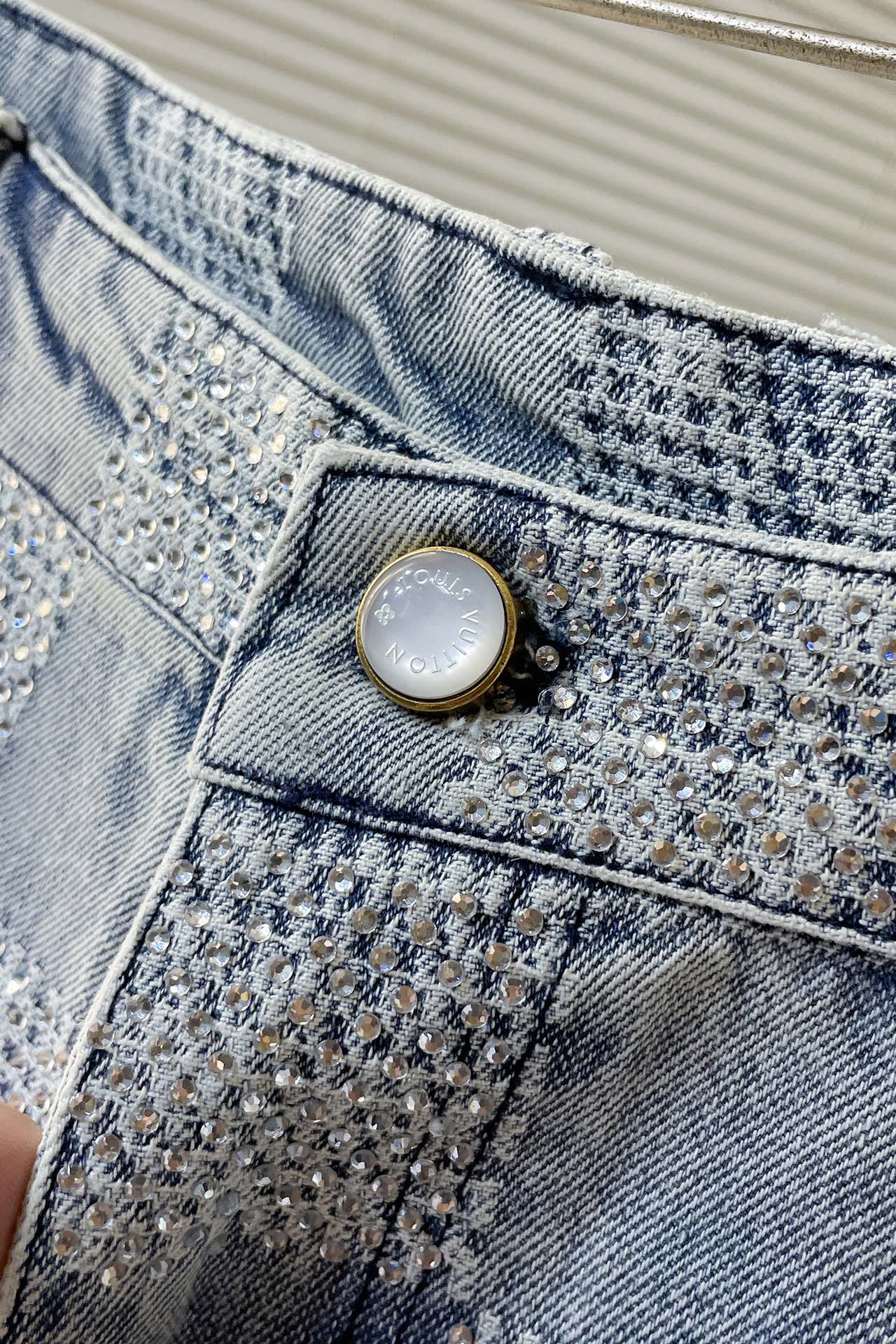 LV crystal denim jacket+pant