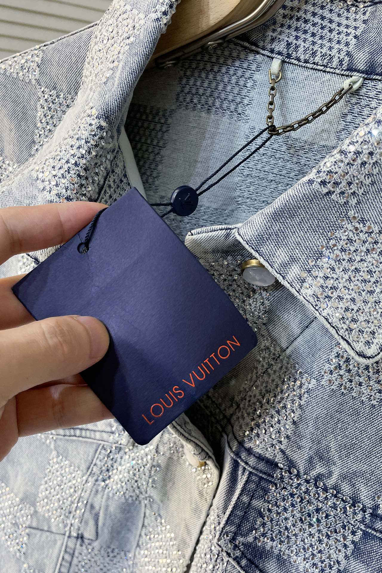 LV crystal denim jacket+pant