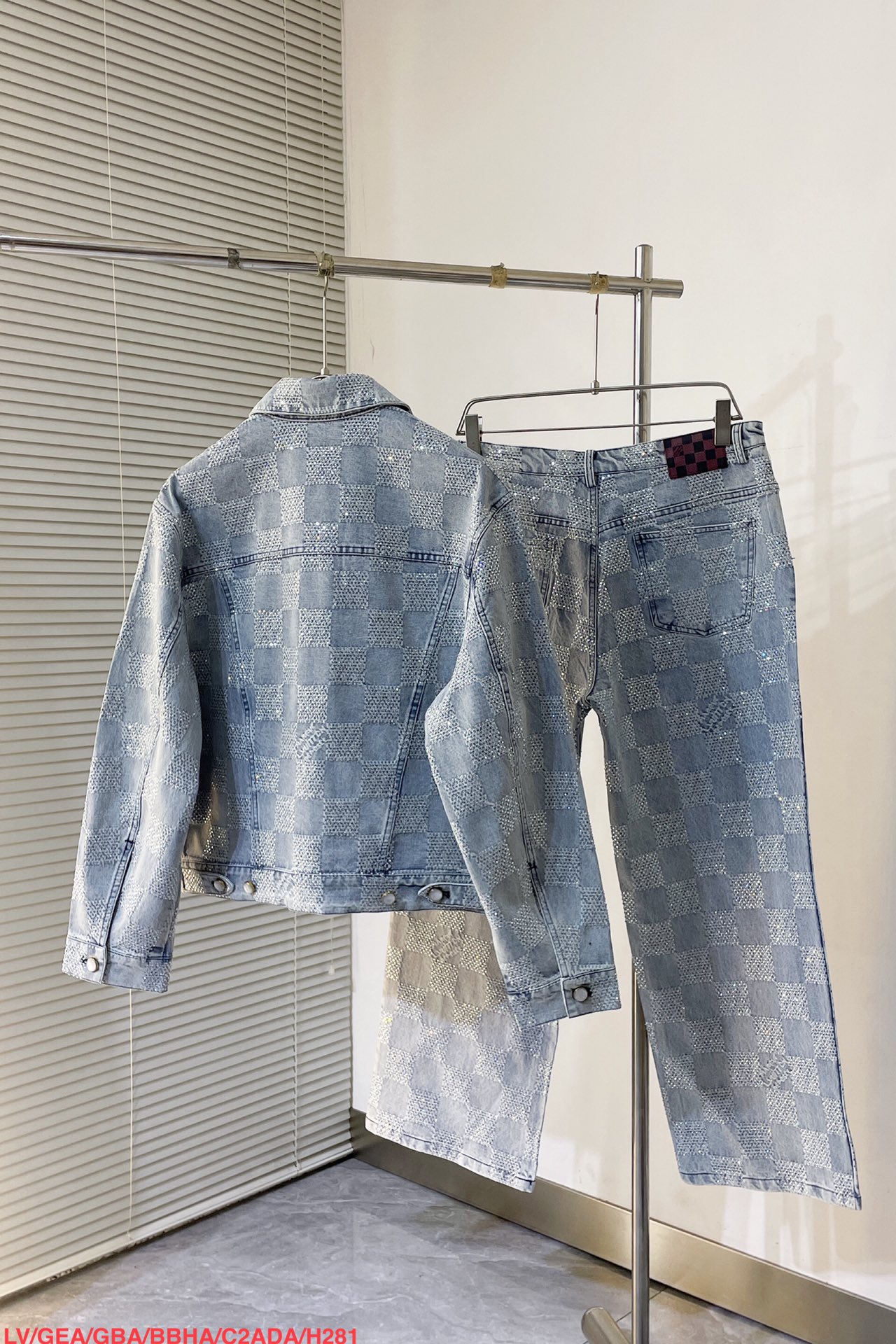 LV crystal denim jacket+pant