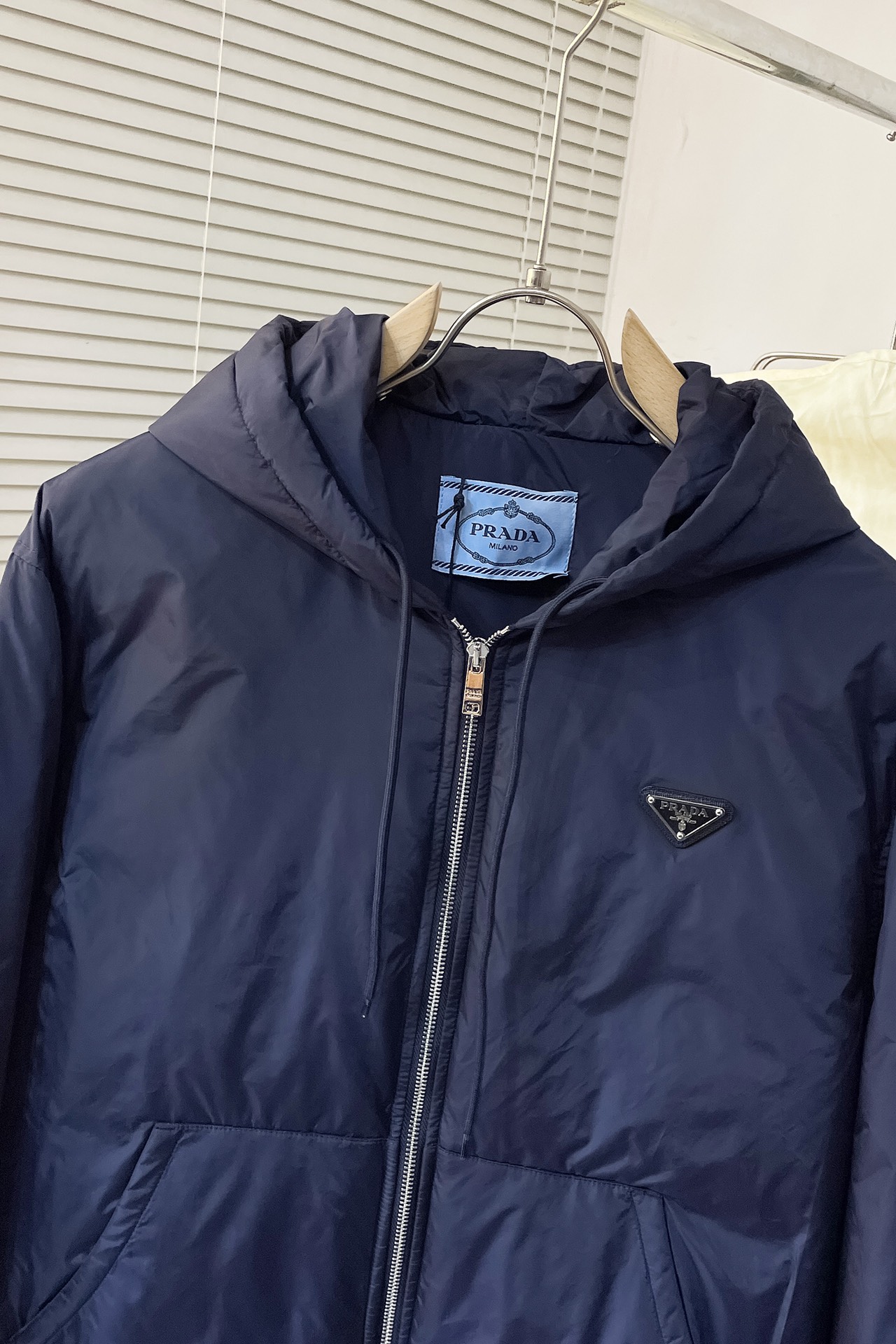 Hooded Re-Nylon down jacket