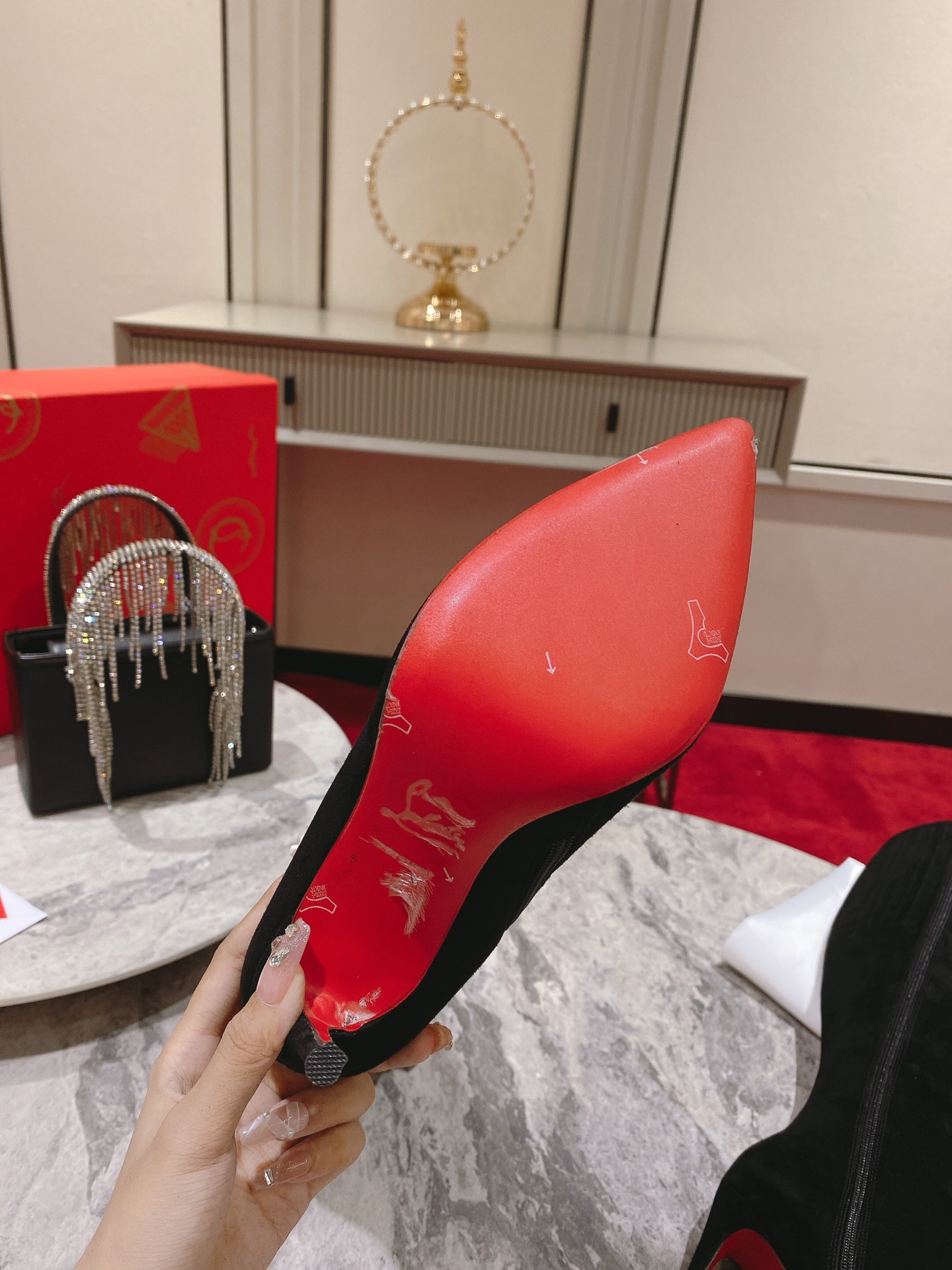 Christian Louboutin red-soled long boots leather