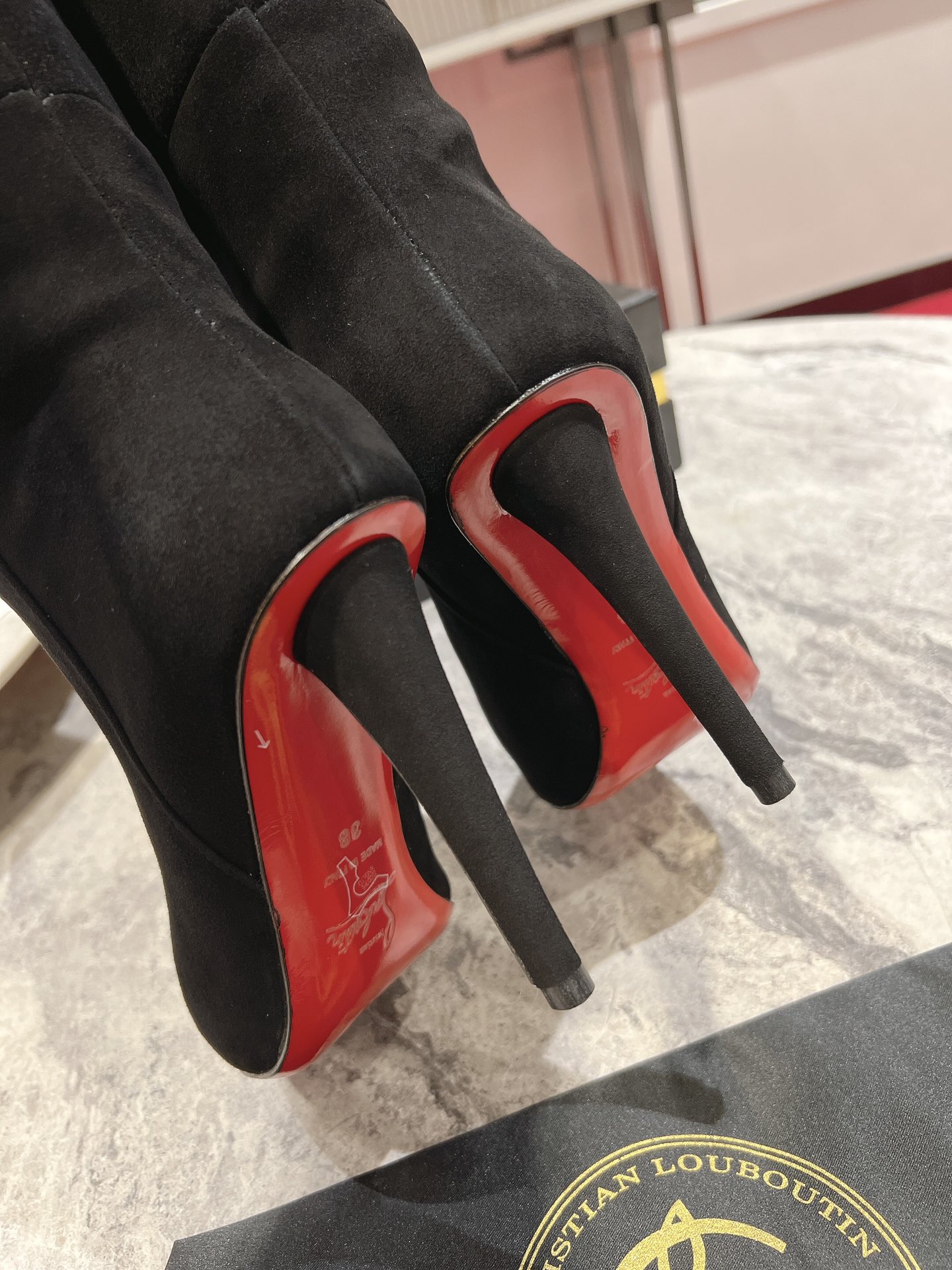 Christian Louboutin The Astrilarge Booty mid-calf boots suede leather