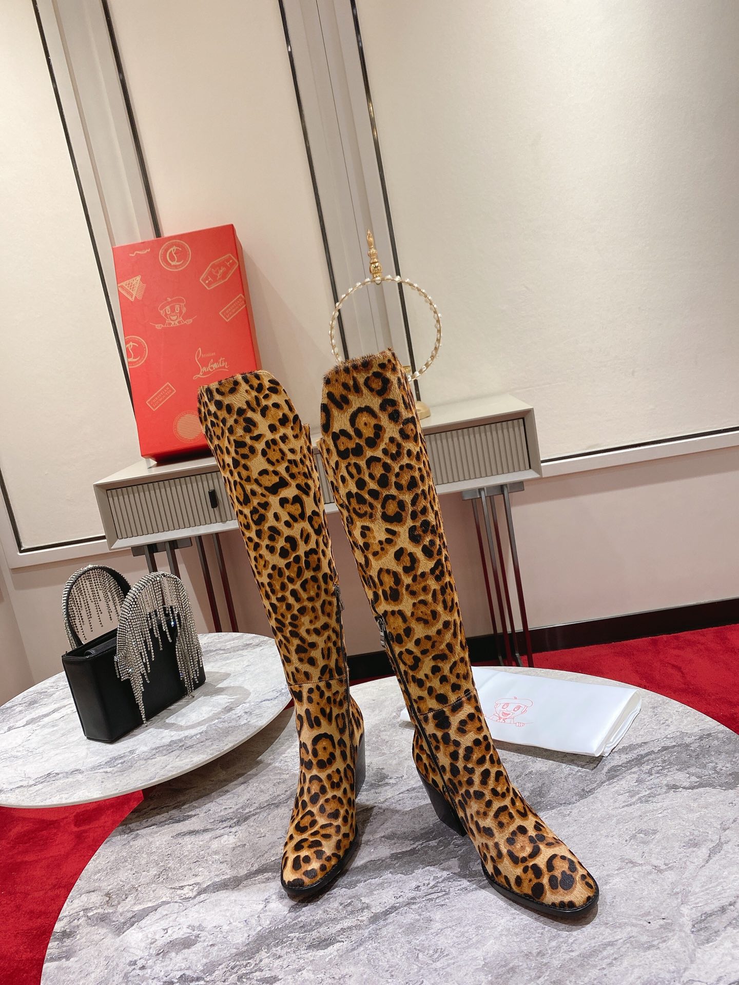 Louboutin leopard-print horsehair Morgan boots