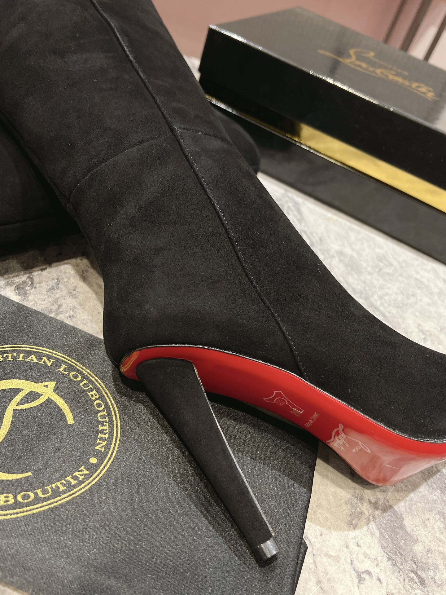 Christian Louboutin The Astrilarge Booty mid-calf boots suede leather